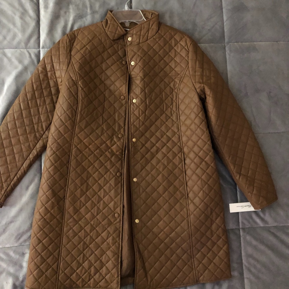 NWT - Kenneth Cole New York, Faux Quilt Jacket, Tobacco color and women’s size L